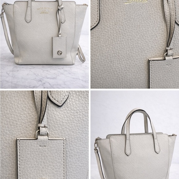 Gucci Light Grey Pebbled Leather Tote Bag - Picture 2 of 6